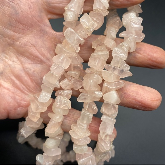 Rose Quartz Chips Chunky Long Necklace - Picture 5 of 6